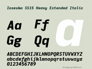 Iosevka SS15 Heavy Extended Italic Version 5.0.8 Font Sample