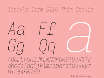 Iosevka Term SS16 Thin Italic Version 5.0.8图片样张