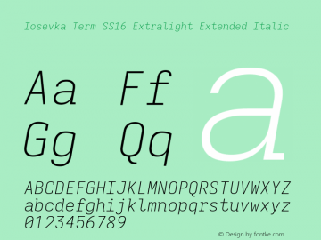 Iosevka Term SS16 Extralight Extended Italic Version 5.0.8图片样张