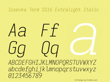 Iosevka Term SS16 Extralight Italic Version 5.0.8图片样张