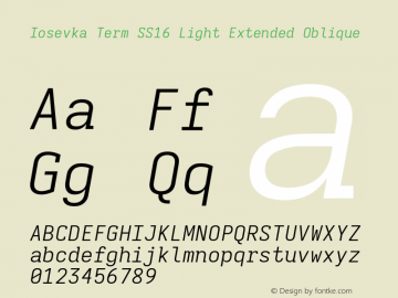 Iosevka Term SS16 Light Extended Oblique Version 5.0.8图片样张
