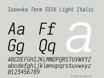 Iosevka Term SS16 Light Italic Version 5.0.8图片样张