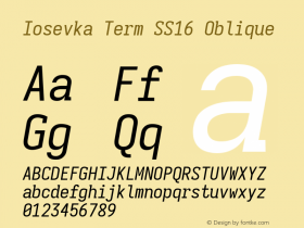 Iosevka Term SS16 Oblique Version 5.0.8 Font Sample