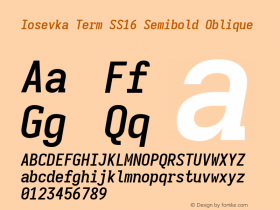 Iosevka Term SS16 Semibold Oblique Version 5.0.8 Font Sample