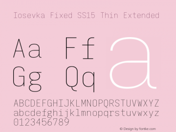 Iosevka Fixed SS15 Thin Extended Version 5.0.8 Font Sample