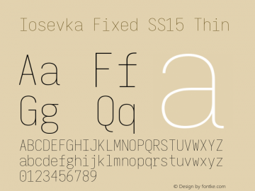 Iosevka Fixed SS15 Thin Version 5.0.8 Font Sample