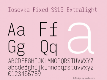 Iosevka Fixed SS15 Extralight Version 5.0.8 Font Sample