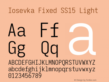 Iosevka Fixed SS15 Light Version 5.0.8 Font Sample