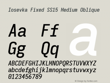 Iosevka Fixed SS15 Medium Oblique Version 5.0.8 Font Sample