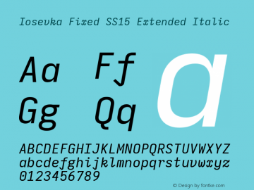 Iosevka Fixed SS15 Extended Italic Version 5.0.8 Font Sample
