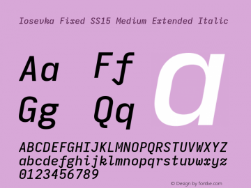 Iosevka Fixed SS15 Medium Extended Italic Version 5.0.8 Font Sample