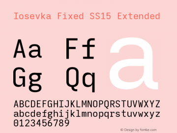 Iosevka Fixed SS15 Extended Version 5.0.8 Font Sample