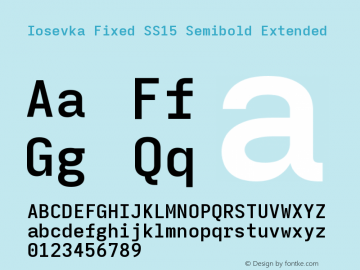 Iosevka Fixed SS15 Semibold Extended Version 5.0.8 Font Sample