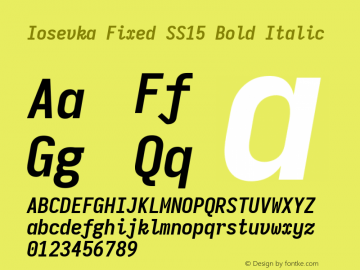 Iosevka Fixed SS15 Bold Italic Version 5.0.8 Font Sample