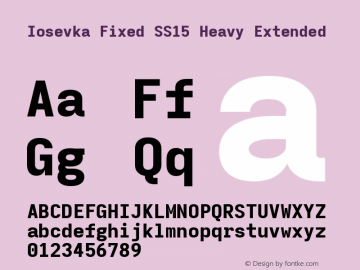 Iosevka Fixed SS15 Heavy Extended Version 5.0.8 Font Sample