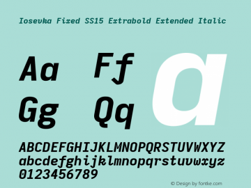 Iosevka Fixed SS15 Extrabold Extended Italic Version 5.0.8 Font Sample