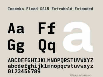 Iosevka Fixed SS15 Extrabold Extended Version 5.0.8 Font Sample