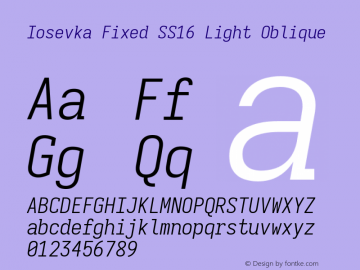 Iosevka Fixed SS16 Light Oblique Version 5.0.8图片样张