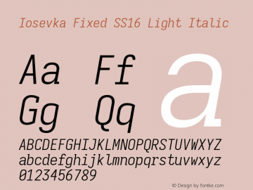 Iosevka Fixed SS16 Light Italic Version 5.0.8图片样张