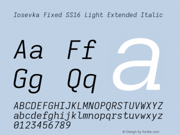 Iosevka Fixed SS16 Light Extended Italic Version 5.0.8图片样张