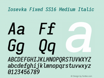Iosevka Fixed SS16 Medium Italic Version 5.0.8图片样张