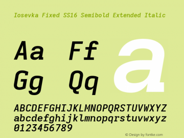 Iosevka Fixed SS16 Semibold Extended Italic Version 5.0.8图片样张