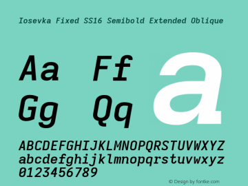 Iosevka Fixed SS16 Semibold Extended Oblique Version 5.0.8图片样张