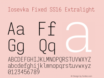 Iosevka Fixed SS16 Extralight Version 5.0.8图片样张