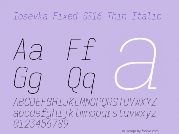 Iosevka Fixed SS16 Thin Italic Version 5.0.8图片样张