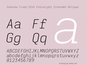 Iosevka Fixed SS16 Extralight Extended Oblique Version 5.0.8图片样张