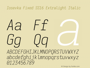 Iosevka Fixed SS16 Extralight Italic Version 5.0.8图片样张