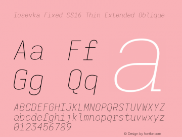 Iosevka Fixed SS16 Thin Extended Oblique Version 5.0.8图片样张