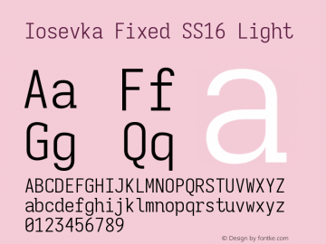 Iosevka Fixed SS16 Light Version 5.0.8图片样张