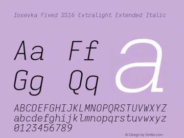 Iosevka Fixed SS16 Extralight Extended Italic Version 5.0.8图片样张