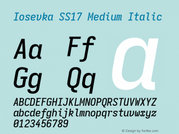 Iosevka SS17 Medium Italic Version 5.0.8图片样张