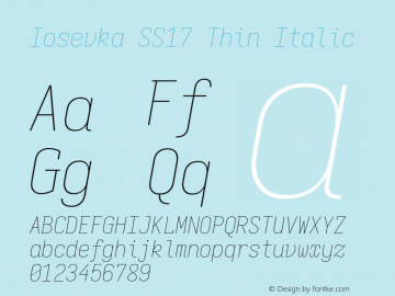 Iosevka SS17 Thin Italic Version 5.0.8 Font Sample