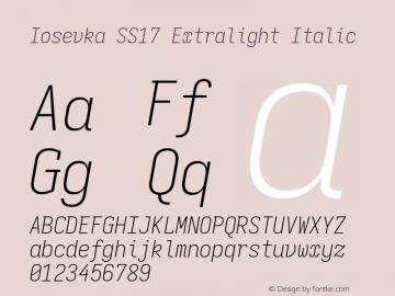 Iosevka SS17 Extralight Italic Version 5.0.8 Font Sample