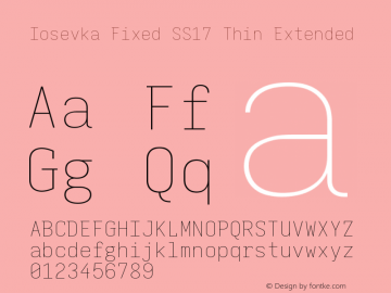 Iosevka Fixed SS17 Thin Extended Version 5.0.8 Font Sample