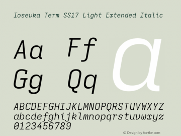 Iosevka Term SS17 Light Extended Italic Version 5.0.8 Font Sample