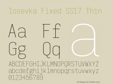 Iosevka Fixed SS17 Thin Version 5.0.8 Font Sample