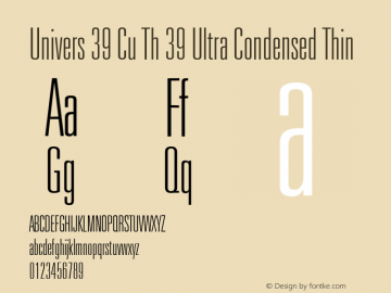 Univers 39 Cu Th 39 Ultra Condensed Thin 1.1图片样张