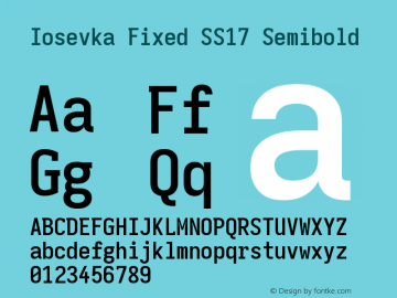 Iosevka Fixed SS17 Semibold Version 5.0.8 Font Sample