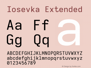 Iosevka Extended Version 5.0.8; ttfautohint (v1.8.3) Font Sample