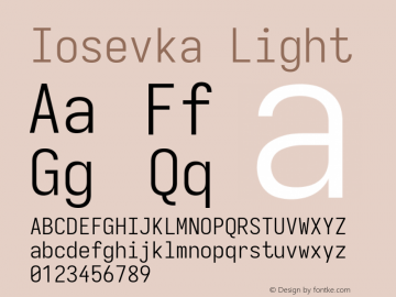 Iosevka Light Version 5.0.8; ttfautohint (v1.8.3) Font Sample