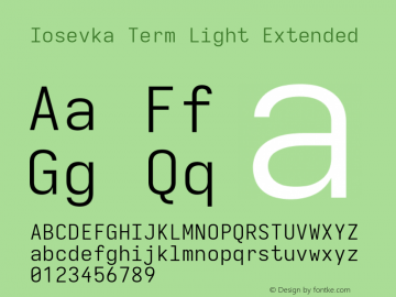 Iosevka Term Light Extended Version 5.0.8; ttfautohint (v1.8.3)图片样张
