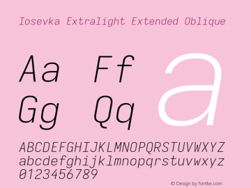 Iosevka Extralight Extended Oblique Version 5.0.8; ttfautohint (v1.8.3)图片样张