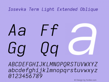 Iosevka Term Light Extended Oblique Version 5.0.8; ttfautohint (v1.8.3)图片样张