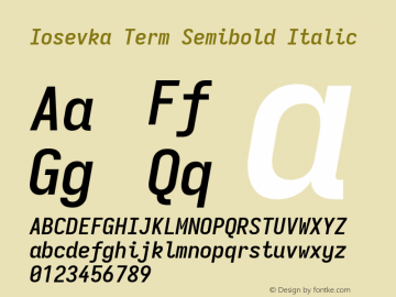 Iosevka Term Semibold Italic Version 5.0.8; ttfautohint (v1.8.3)图片样张