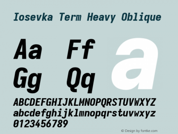 Iosevka Term Heavy Oblique Version 5.0.8; ttfautohint (v1.8.3)图片样张