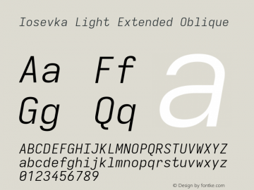 Iosevka Light Extended Oblique Version 5.0.8; ttfautohint (v1.8.3)图片样张